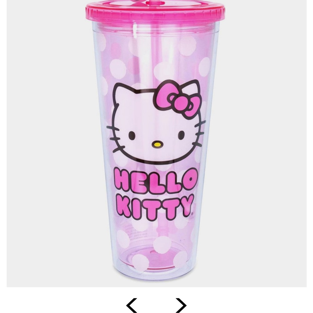 NWT New Sanrio 24 oz Hello Kitty Cold Cup with Lid Topper Straw Pink Polka Dot